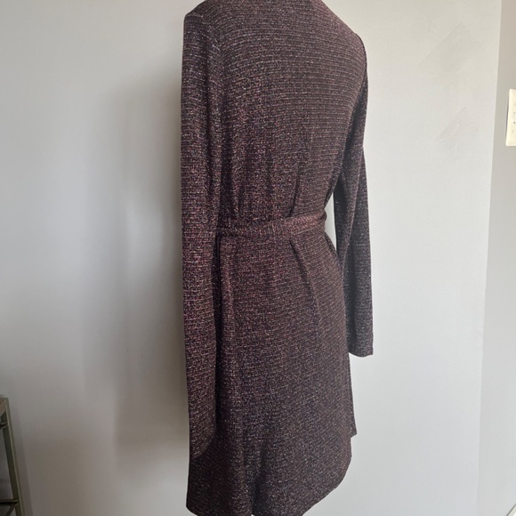 PAIGE Lucielle Longsleeve Dress Wrap up Stretchy Lurex Metallic Holidays Cocktai - Picture 8 of 16